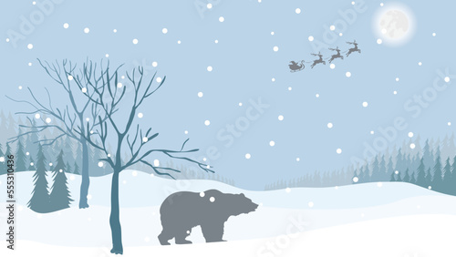 silhouette of a bear in the snow