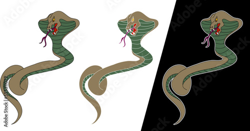 Hand drawn snake vector Illustration isolate on white background.Milk snake vector.Red snake vector.Lampropeltis triangulum vector.Sticker and hand drawn snake for tattoo.