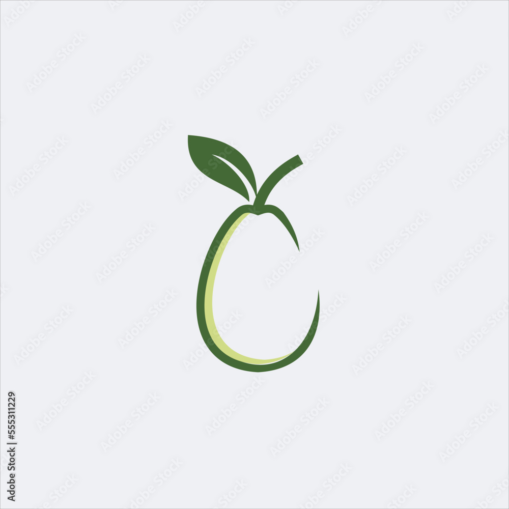Avocado fruit abstract logo template. Avocado vector design. Health food logotype.