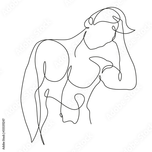 Man Body Line Art Drawing. Male Naked Figure Minimalist Illustration. Modern Trendy Line Art Drawing for Wall Decor, Fashion Minimal Print, Poster, Social Media. Man Beauty Logo. Vector EPS 10