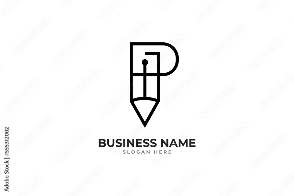 p letter pen logo desgin p letter pen logo desgin