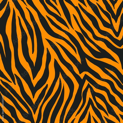 Seamless pattern with tiger stripes. Animal print.            