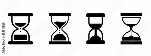Hourglass icon illustration. Flat style hourglass icon collection. Stock vector.