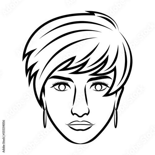 line art drawing of vintage woman face. Good use for symbol  icon  avatar  tattoo  T Shirt design  logo or any design