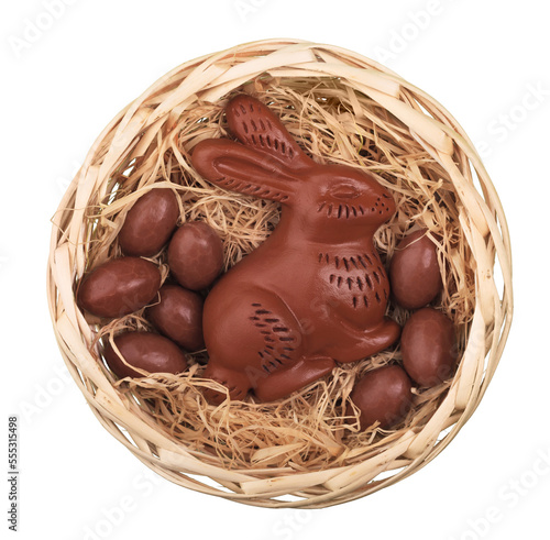 Canvas Print Delicious chocolate easter eggs and bunny