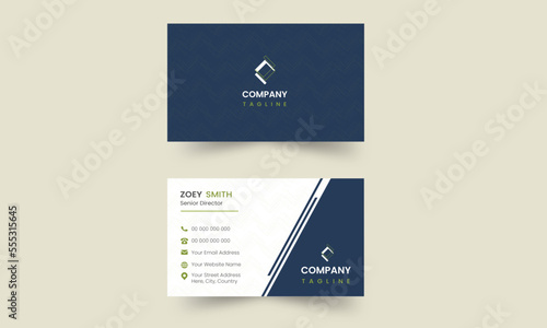 Fototapeta Naklejka Na Ścianę i Meble -  Blue modern creative business card and name card. Simple clean design. Vector business card design template , corporate style. Double sided business card template. Minimalist Business Card Layout.
