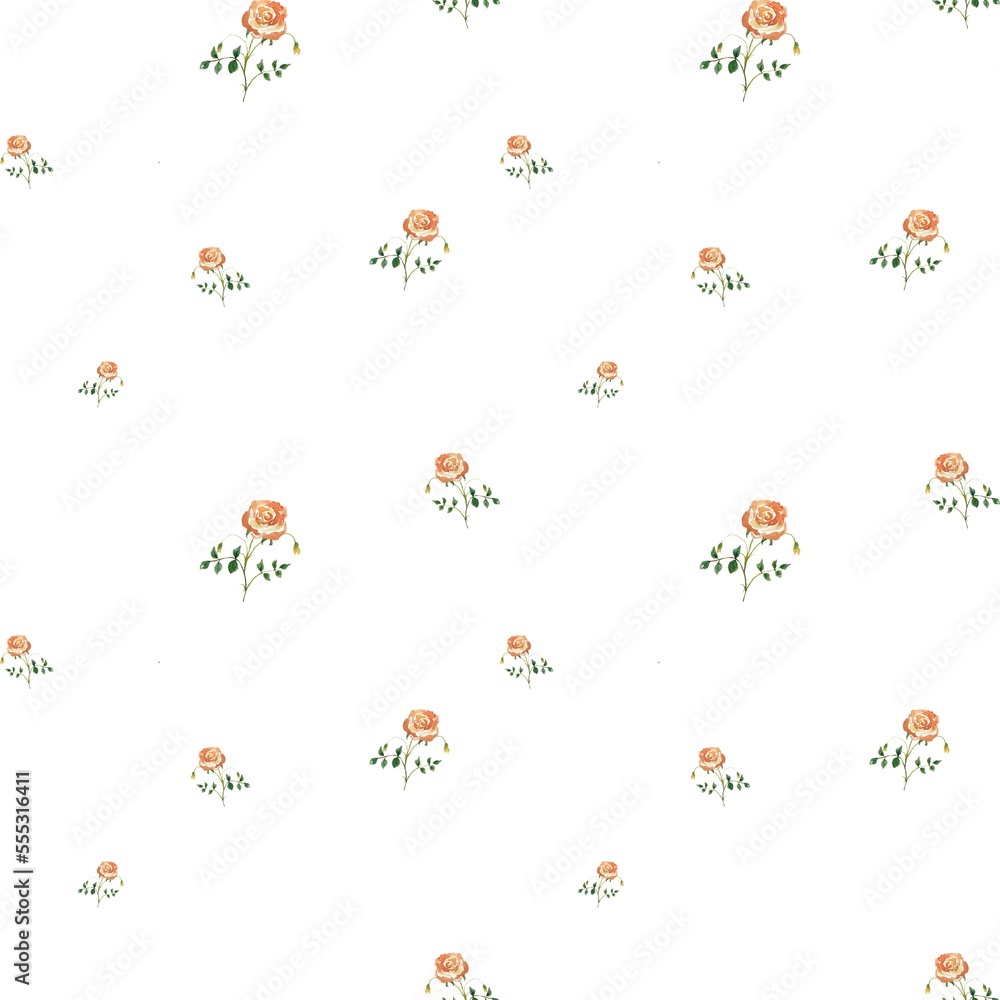 Rose cute flower simple floral pattern watercolor
