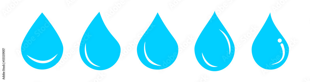 Blue water drop. Blue color water drop collection set. Oil drop or water drop flat design style isolated on white background. Vector, 2023 Blue water drop. Blue color water drop collection set. Oil drop or water drop flat design style isolated on white background. Vector, 2023