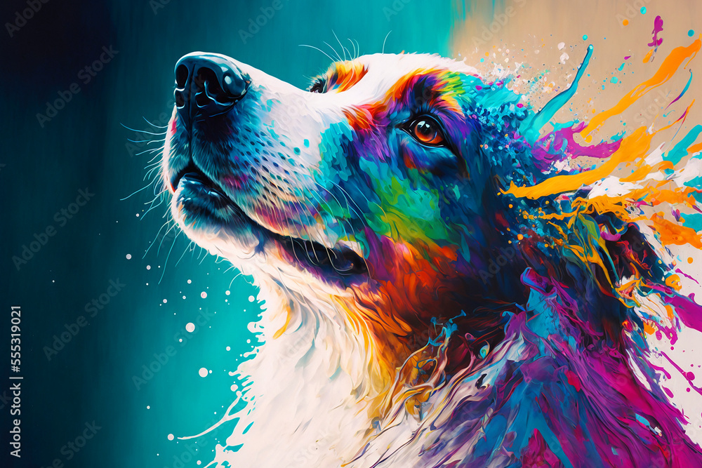 colourful dog. Generative AI