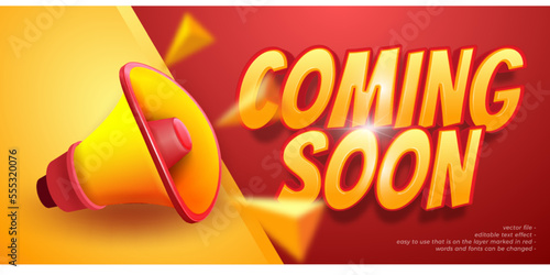 Creative coming soon teaser background with editable 3d text style
