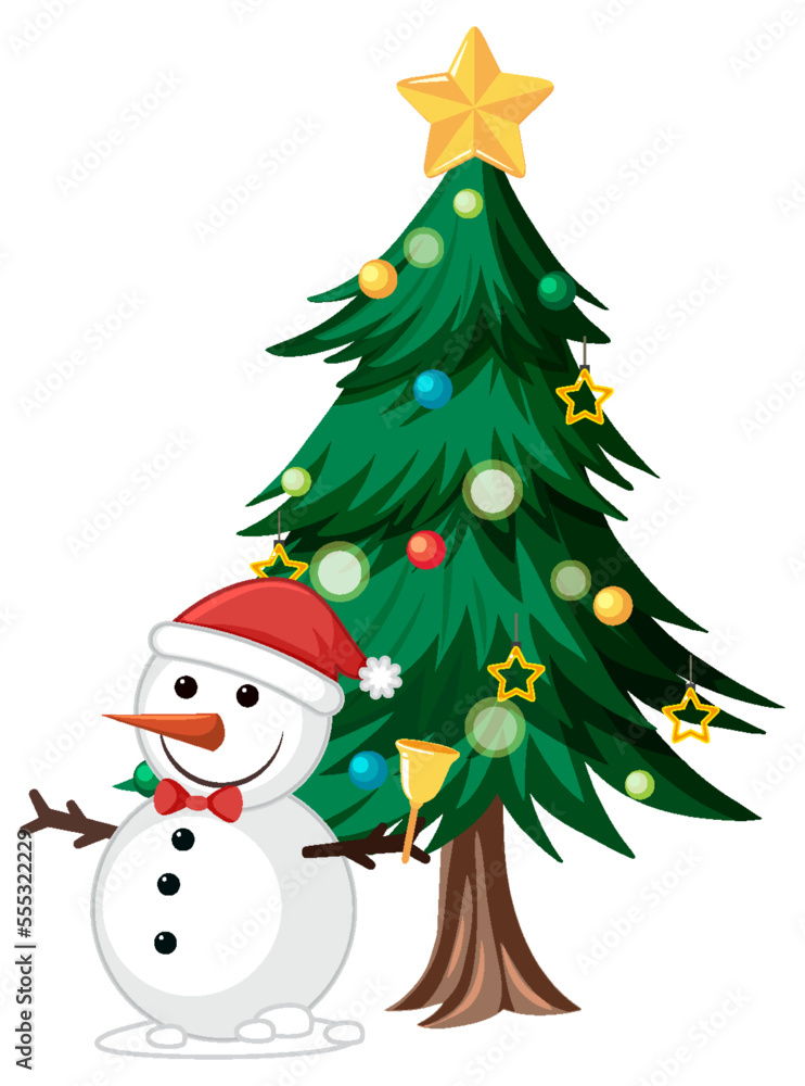 A snowman under Christmas tree A snowman under Christmas tree