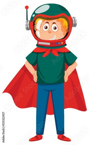 A boy wearing hero outfit