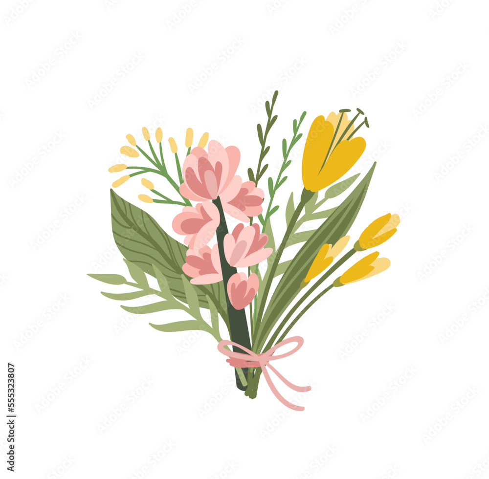 Isolated llustration bouquet of flowers. Vector design concept for Valentines Day and other.
