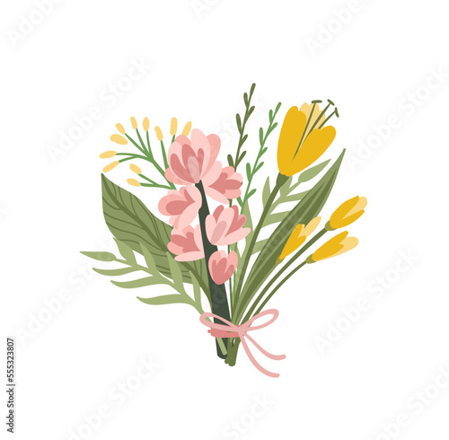 Isolated llustration bouquet of flowers. Vector design concept for Valentines Day and other.
