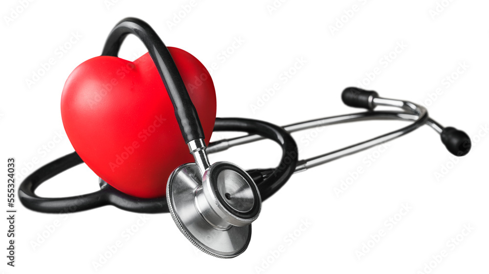Medical stethoscope and toy red heart Medical stethoscope and toy red heart
