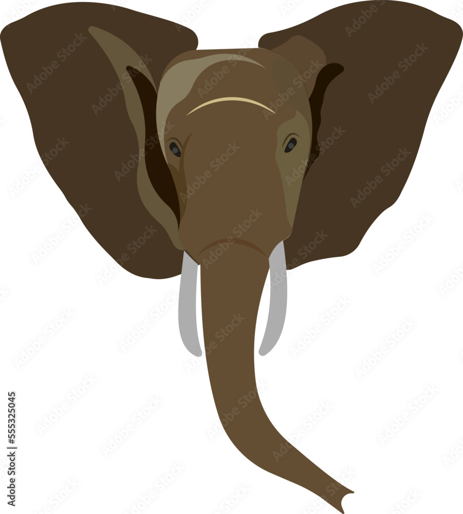 Cartoon elephant head. Wild animal. Vector illustration. Stock Vector