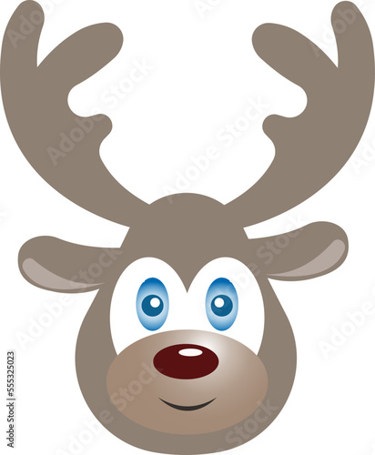 Cartoon deer head. Deer with antlers. Wild animal.