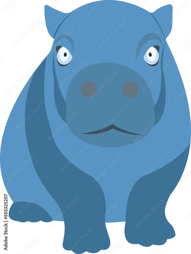 Fototapeta premium Cartoon fat hippopotamus. Cheerful smiling animal. Sea animal.