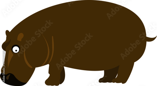 Cartoon fat hippo. Cheerful smiling animal. Sea animal.