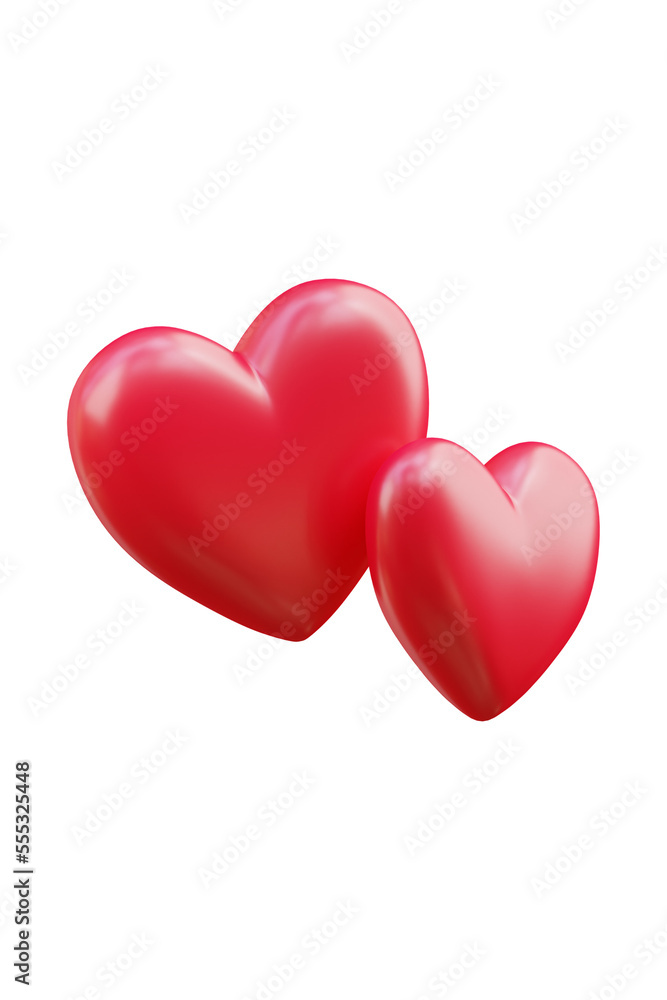 3D illustration of 2 love in red

