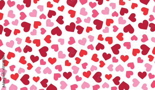 Abstract seamless pattern with pink hearts on white background. Universal print.