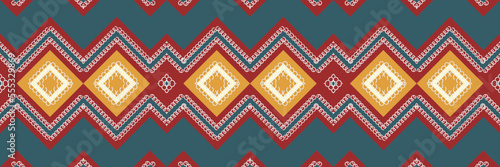 Ikat Indian ethnic pattern. traditional pattern design It is a pattern created by combining geometric shapes. Design for print. Using in the fashion industry.