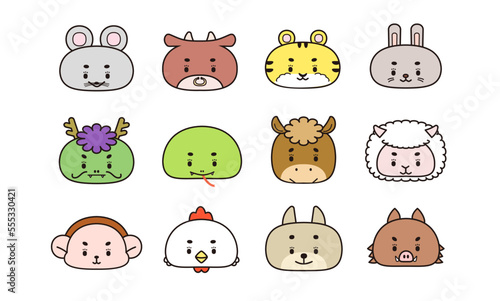 なんだかにくめない十二支のイラストセット（カラー）