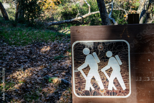 A hiking sign on a trail in Southern California