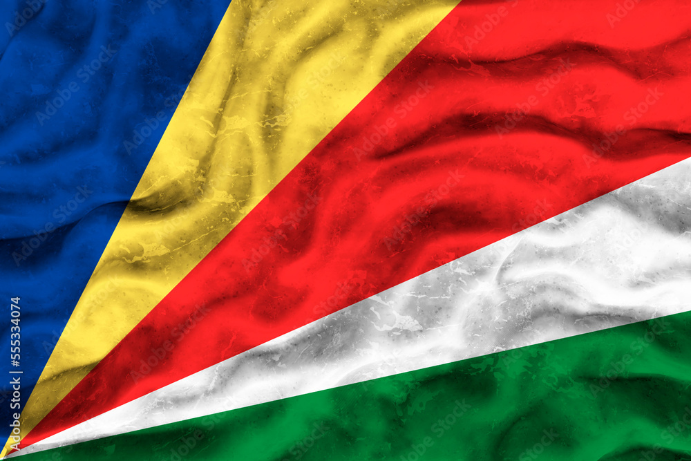 National flag of Seychelles. Background with flag of Seychelles. National flag of Seychelles. Background with flag of Seychelles.