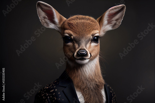 Valokuvatapetti Portrait of deer in a business suit, generative ai