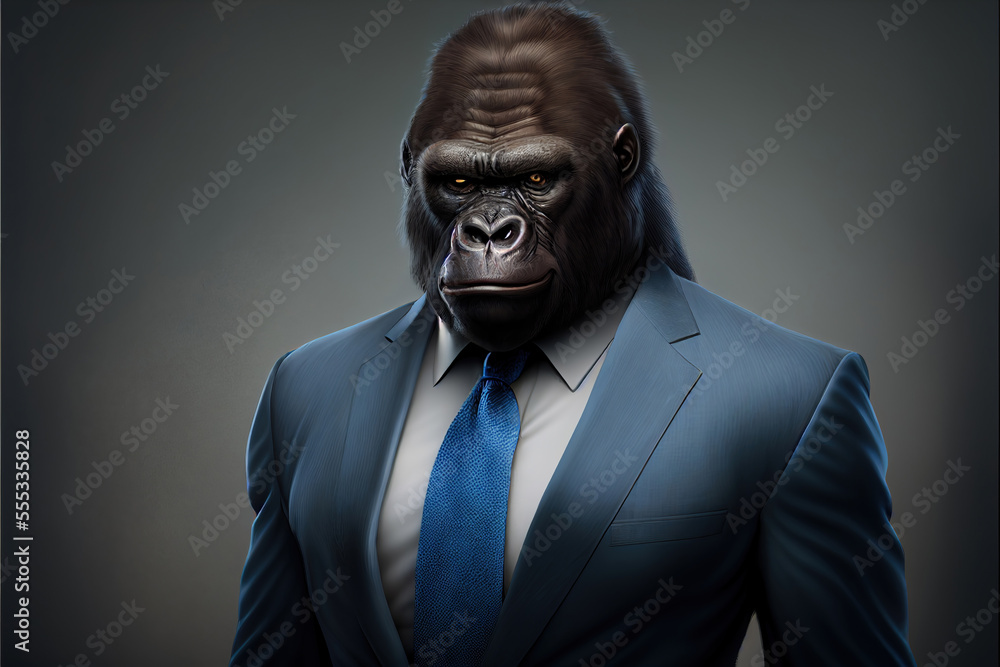Portrait of gorilla in a business suit, generative ai Portrait of gorilla in a business suit, generative ai