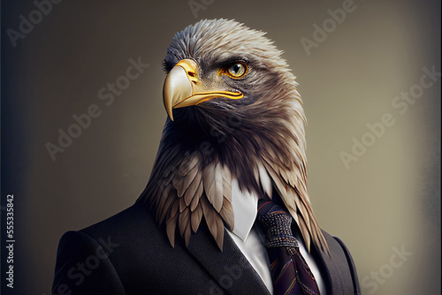 Portrait of Eagle in a business suit, generative ai