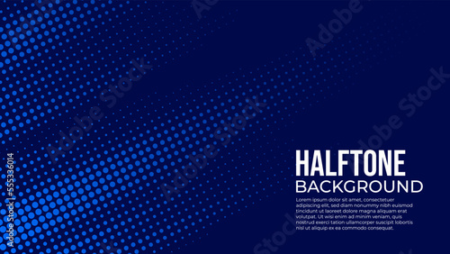 Abstract background vector with gradient blue color halftone texture, simple design banner with copy space text