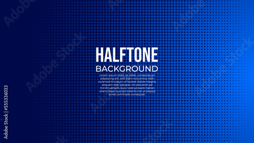 Abstract background vector with gradient blue color halftone texture, simple design banner with copy space text