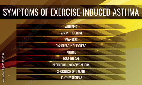 symptoms of Exercise-induced asthma. Vector illustration for medical journal or brochure.