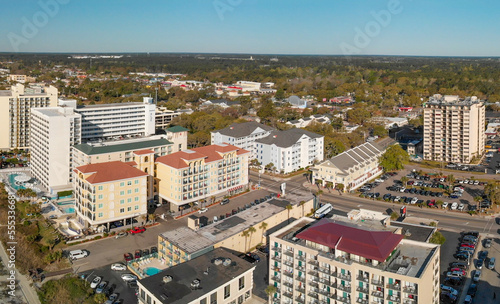 Beautiful aerial view of Myrtle Beach skyline on a sunny day  South Carolina