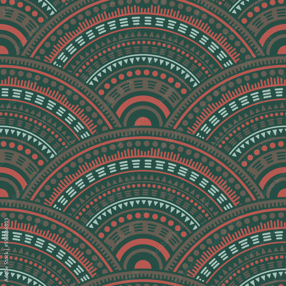 Ethnic circle shapes seamless geometric pattern. Ethnic circle shapes seamless geometric pattern.
