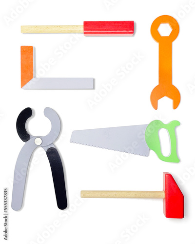 Wooden Toolbox Toolset Toolkit with Wooden Tools | Building Toy Set DIY construction kit | Hammering And Pounding Pretend play toy | Tool box, Hammer, Saw, Screwdriver, Spanner, Plier, Try square