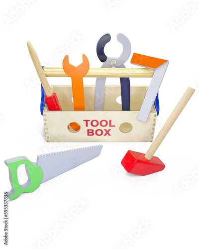 Wooden Toolbox Toolset Toolkit with Wooden Tools | Building Toy Set DIY construction kit | Hammering And Pounding Pretend play toy | Tool box, Hammer, Saw, Screwdriver, Spanner, Plier, Try square