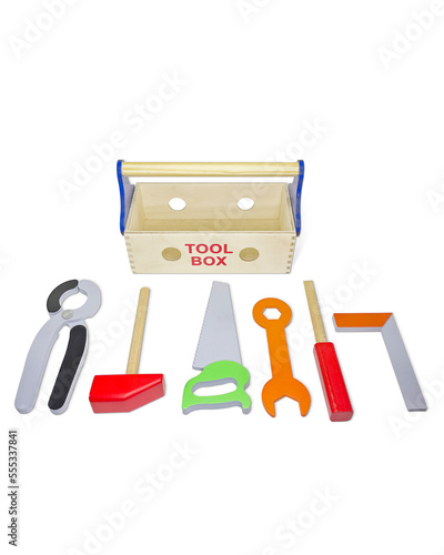Wooden Toolbox Toolset Toolkit with Wooden Tools | Building Toy Set DIY construction kit | Hammering And Pounding Pretend play toy | Tool box, Hammer, Saw, Screwdriver, Spanner, Plier, Try square