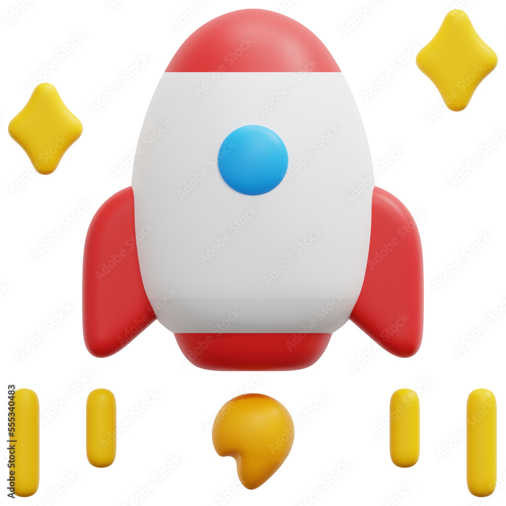 rocket 3d render icon illustration rocket 3d render icon illustration