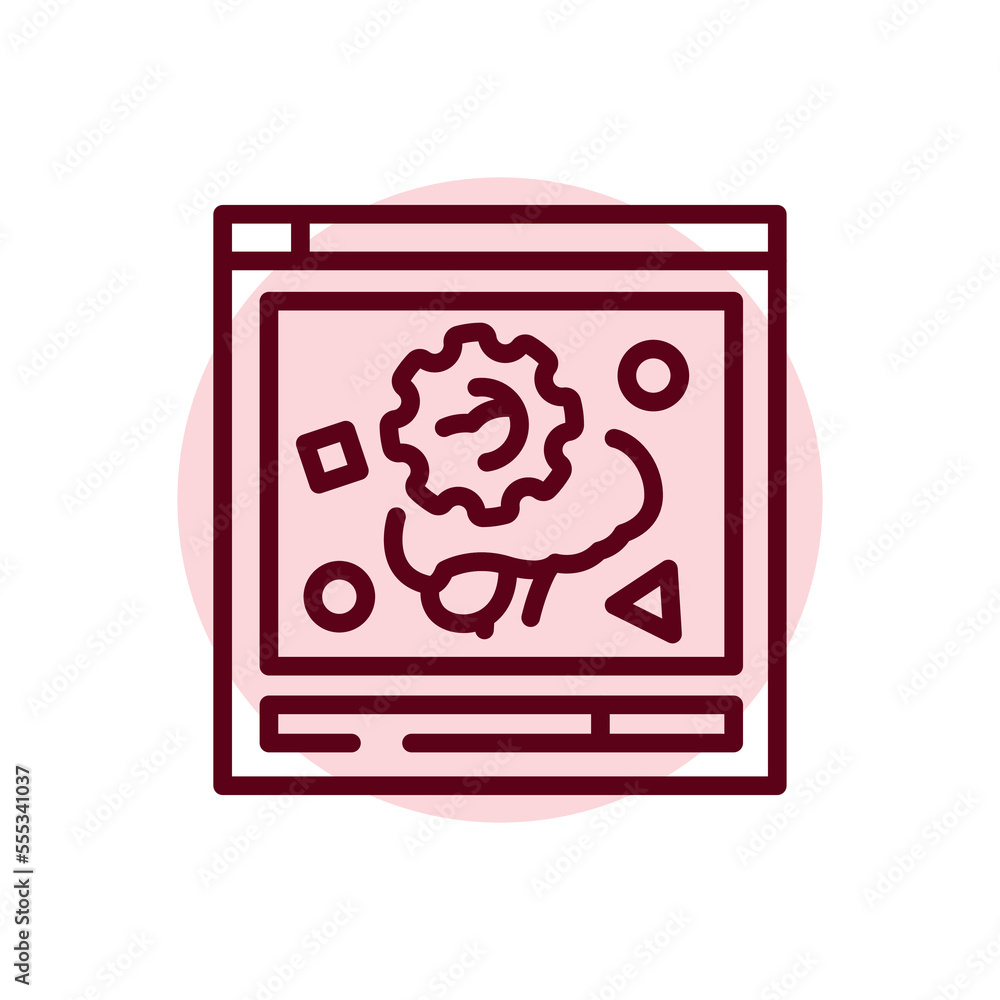 Educational video olor line icon. Children learning Educational video olor line icon. Children learning