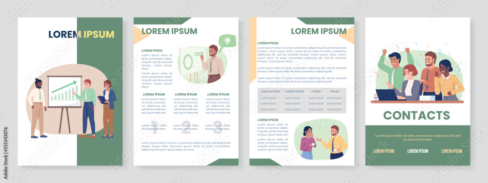 Effective strategy for company flat vector brochure template. Business booklet, leaflet printable flat color designs. Editable magazine page, reports kit with text space. Poppins, Quicksand fonts used