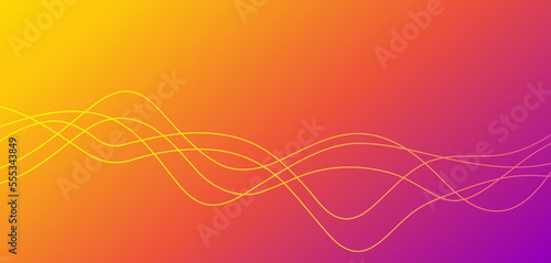 Warm curve wave lines sound and heat flow vector abstract vivid, red yellow wavy curvy gradient cmyk multicolor energy element design, orange pink liquid fluid curly smoke steam squiggle banner image