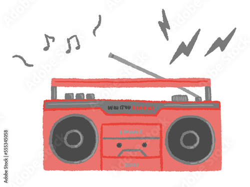 old red radio cassette recorder simple hand drawn illustration / Âè§„ÅÑËµ§„ÅÆ„É©„Ç∏„Ç´„Çª „Ç∑„É≥„Éó„É´„Å™ÊâãÊèè„Åç„Ç§„É©„Çπ„Éà