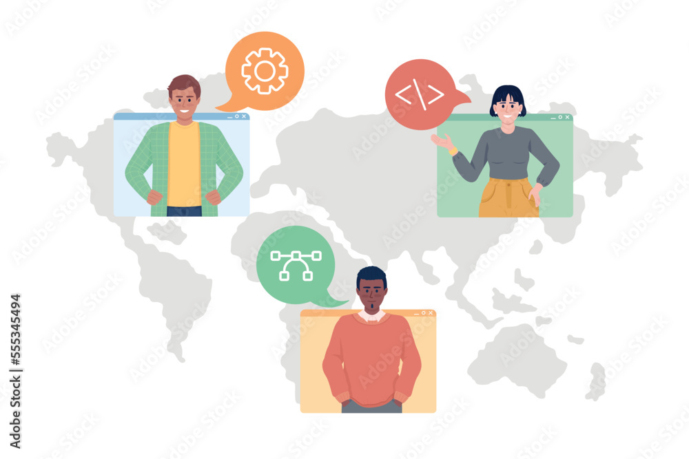Skilled international work group flat concept vector illustration. Overseas specialist. Editable 2D cartoon characters on white for web design. Creative idea for website, mobile, presentation