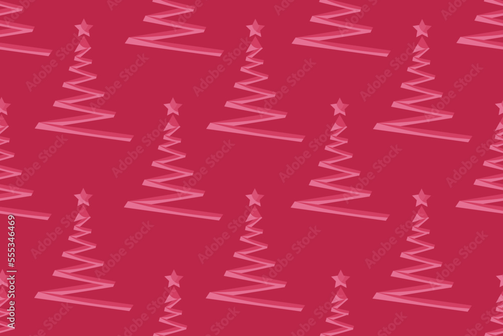 Seamless pattern with creative geometric christmas tree on viva magenta background with star. Christmas wallpaper or bed linen print. Marketing material. Website banner concept. Seamless pattern with creative geometric christmas tree on viva magenta background with star. Christmas wallpaper or bed linen print. Marketing material. Website banner concept.