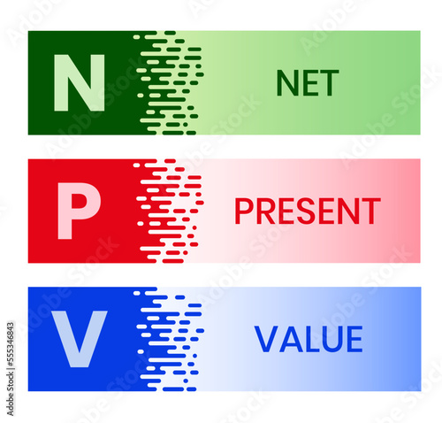 NPV - net present value. acronym business concept. vector illustration concept with keywords and icons. lettering illustration with icons for web banner, flyer, landing page, presentation