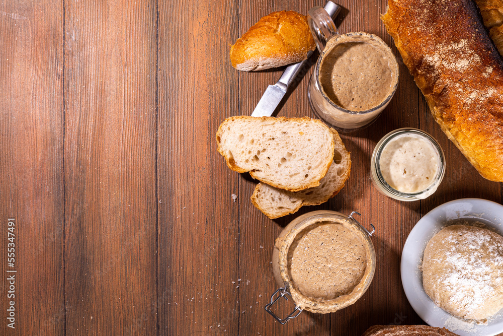 Active homemade sourdough in jars Active homemade sourdough in jars