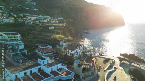 Aerial view of Porto Muniz natural lava pools in Madeira, Portugal photo